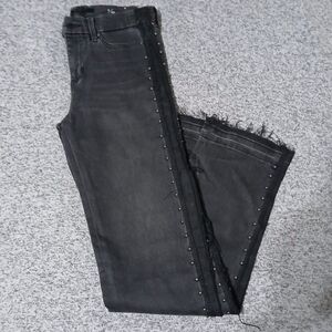 Liverpool Black Flare Jeans with Side Stud Accents